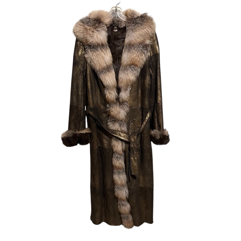 Pellessimo Paris Fur Coat Rabbit Fox Full Length Fully Lined Metallic Women’s S